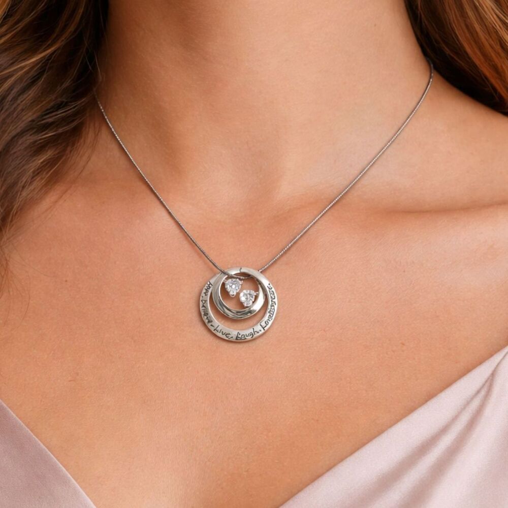 925 Sterling Silver Necklace Pendant Hope Believe Love Life 9" Gift for Mom